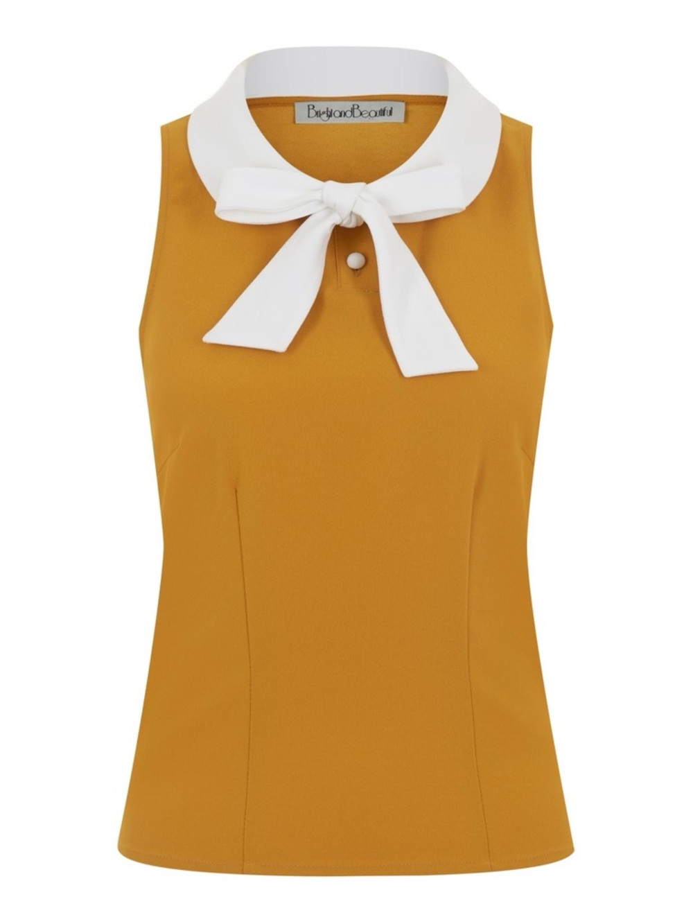 Collectif Bright & Beautiful Lowri Mustard Bow Top